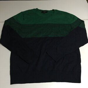 Banana Republic Eco Sweater Men’s Large Green Striped Crewneck Knit